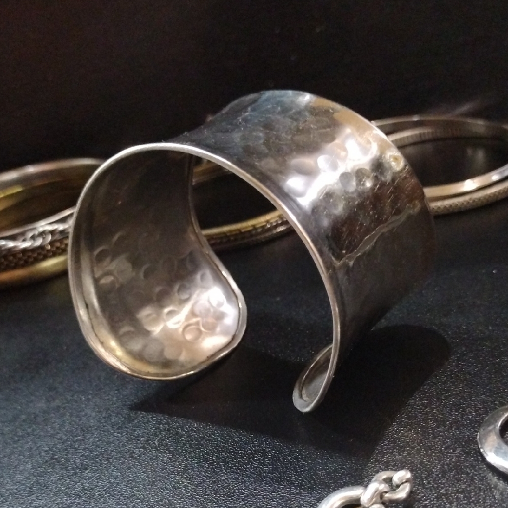 Hammered Cuff Bracelet -Not Silver- Fashion Jewelry - Fake Hand Sold Separately